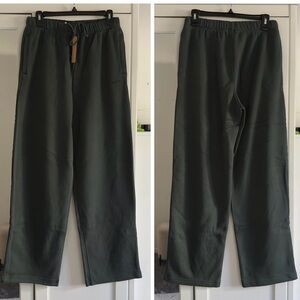 Skims Cotton Fleece Classic Straight Leg Pant in Spruce Green Size Small